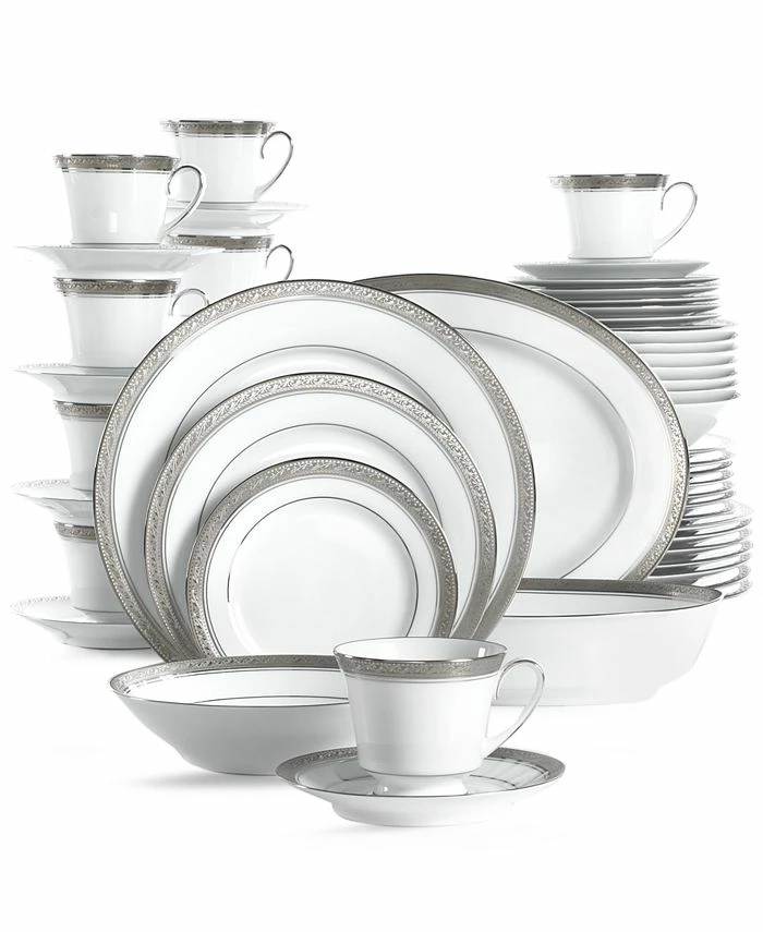 Noritake Crestwood Platinum 50-Pc. Set, Service For 8 3 Noritake Crestwood Platinum 50-Pc. Set, Service For 8