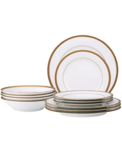 Noritake Charlotta Gold 12 Pc Dinnerware Set -Noritake Shop 18837727 fpx