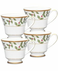 Noritake Holly Berry 8 Oz Cup, Set Of 4