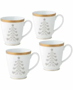 Noritake Charlotta Holiday Tree Mugs, Set Of 4