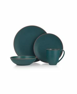 Nambé Taos Place Setting Jade, Dinner Plate, Accent Plate, Soup Or Cereal Bowl, Mug Set, 4 Piece