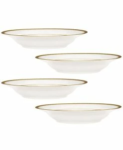 Noritake Charlotta Gold Set Of 4 Rim Soup Bowls, Service For 4