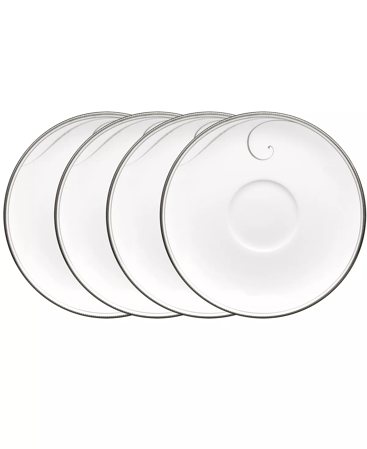 Noritake Platinum Wave Set Of 4 Saucers, Service For 4 3 Noritake Platinum Wave Set Of 4 Saucers, Service For 4