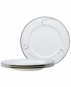 Noritake Platinum Wave Set Of 4 Dinner Plates, Service For 4
