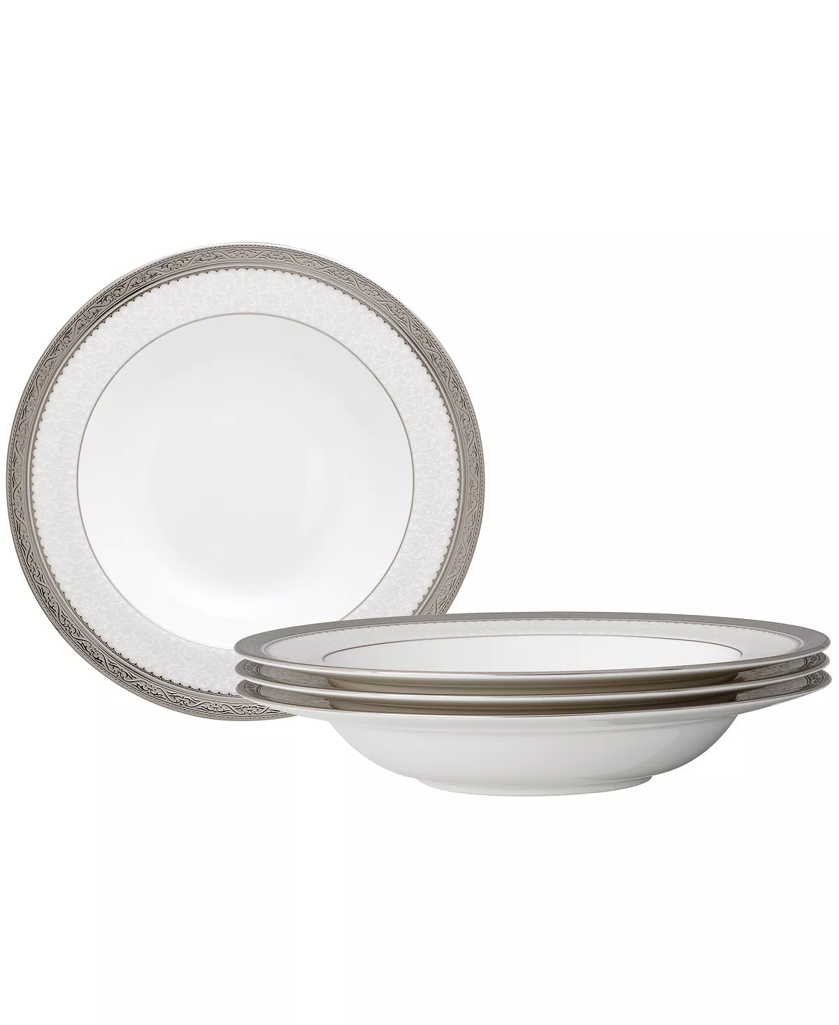 Noritake Odessa Platinum Set Of 4 Soup Bowls, Service For 4 3 Noritake Odessa Platinum Set Of 4 Soup Bowls, Service For 4