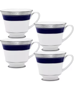Noritake Crestwood Cobalt Platinum Set Of 4 Cups, Service For 4