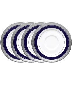 Noritake Crestwood Cobalt Platinum Set Of 4 Saucers, Service For 4