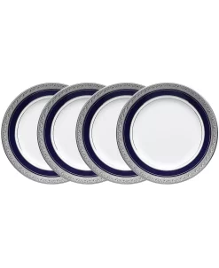 Noritake Crestwood Cobalt Platinum Set Of 4 Bread Butter And Appetizer Plates, Service For 4