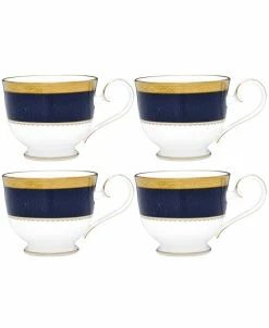 Noritake Odessa Cobalt Gold Set Of 4 Cups, Service For 4