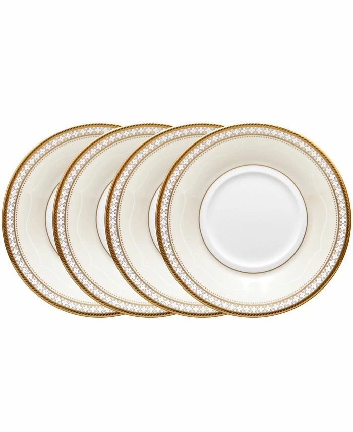 Noritake Trefolio Gold Set Of 4 Saucers, Service For 4 3 Noritake Trefolio Gold Set Of 4 Saucers, Service For 4