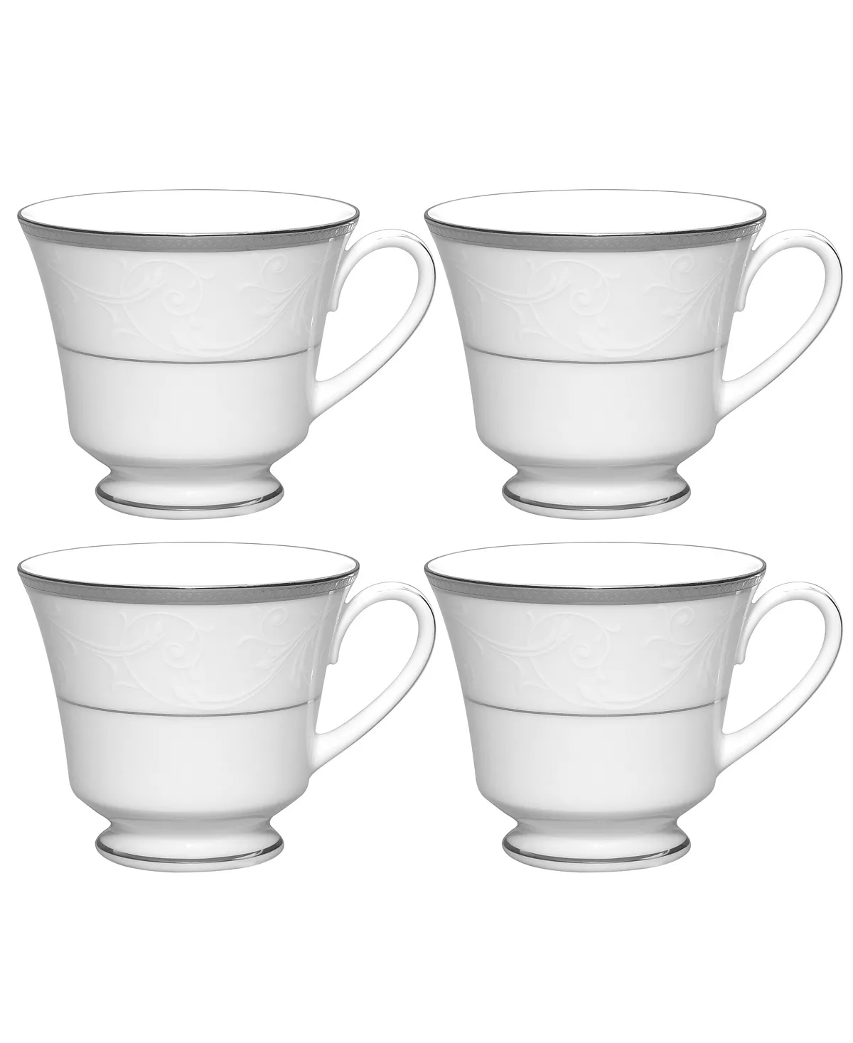 Noritake Regina Platinum Set Of 4 Cups, Service For 4 3 Noritake Regina Platinum Set Of 4 Cups, Service For 4