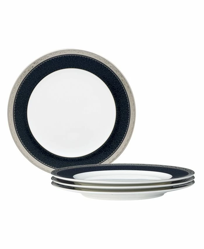 Noritake Odessa Cobalt Platinum Set Of 4 Salad Plates, Service For 4 3 Noritake Odessa Cobalt Platinum Set Of 4 Salad Plates, Service For 4