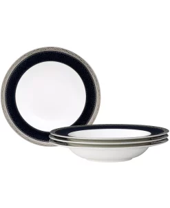 Noritake Odessa Cobalt Platinum Set Of 4 Soup Bowls, Service For 4