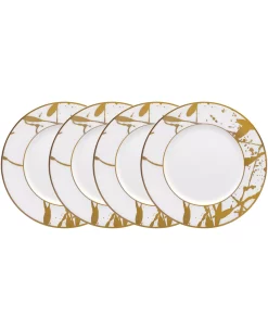 Noritake Raptures Gold Set Of 4 Bread Butter And Appetizer Plates, Service For 4