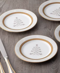 Noritake Charlotta Gold Set Of 4 Holiday Tree Appetizer Plates, 6-1/4 -Noritake Shop 22935841 fpx