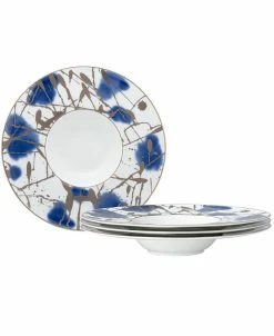 Noritake Jubilant Days Platinum Set Of 4 Soup Bowl Wide Rim, Service For 4