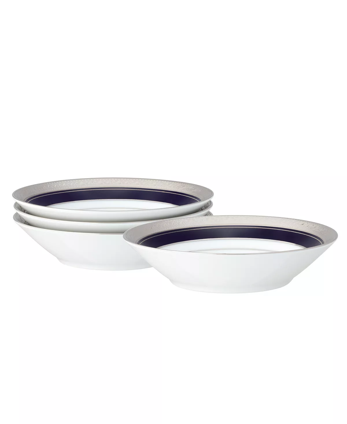 Noritake Crestwood Cobalt Platinum Set Of 4 Fruit Bowls, Service For 4 4 Noritake Crestwood Cobalt Platinum Set Of 4 Fruit Bowls, Service For 4 - Image 2