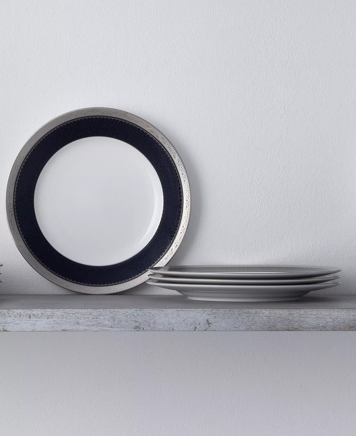 Noritake Odessa Cobalt Platinum Set Of 4 Salad Plates, Service For 4 4 Noritake Odessa Cobalt Platinum Set Of 4 Salad Plates, Service For 4 - Image 2
