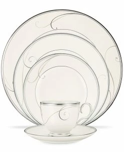 Noritake Dinnerware, Platinum Wave Round 5 Piece Place Setting